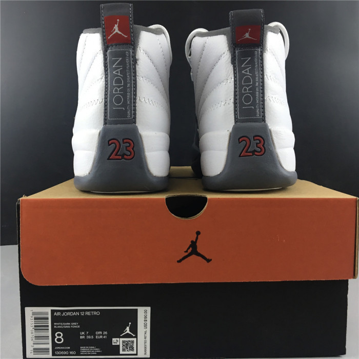 air jordan 12 gs white / dark grey 153265-160